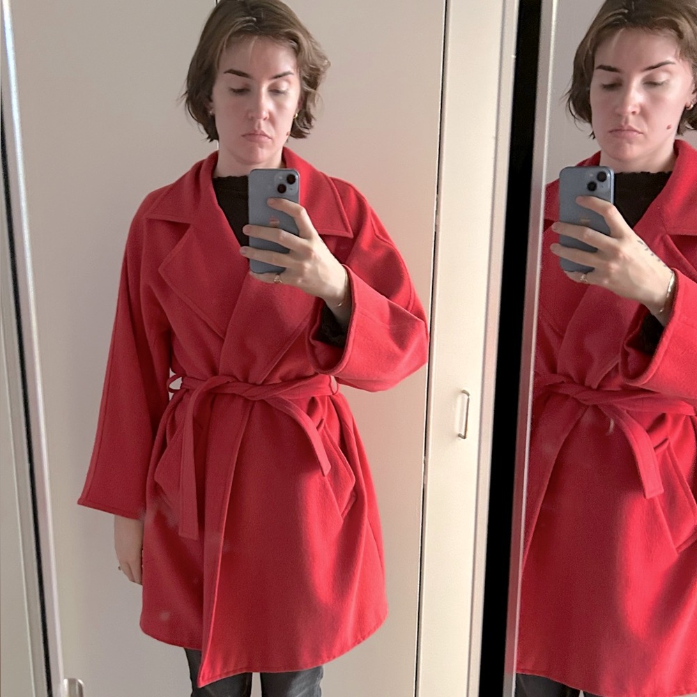 MaxMara Fuchsia Angora-Wool Wrap Coat